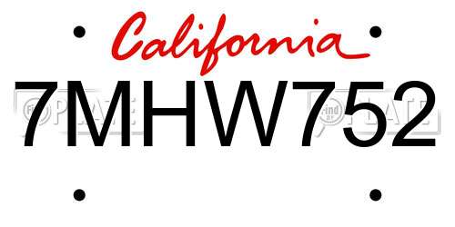 7MHW752 California License Plate