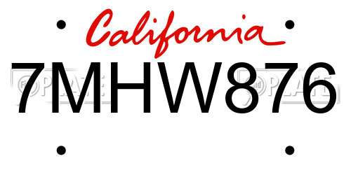 7MHW876 California License Plate