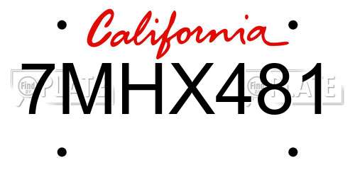 7MHX481 California License Plate