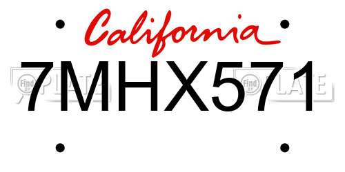 7MHX571 California License Plate
