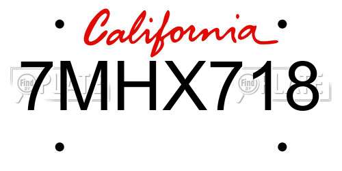 7MHX718 California License Plate