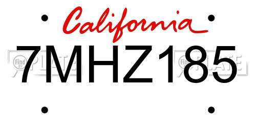 7MHZ185 California License Plate