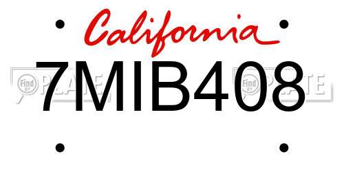7MIB408 California License Plate