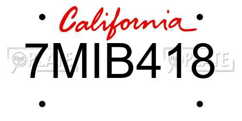 7MIB418 California License Plate