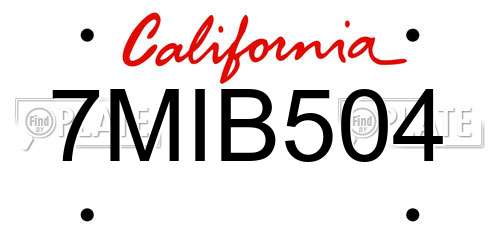 7MIB504 California License Plate