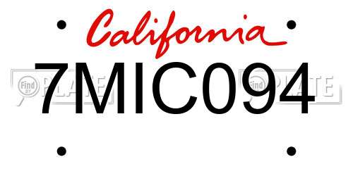 7MIC094 California License Plate