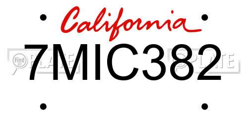 7MIC382 California License Plate