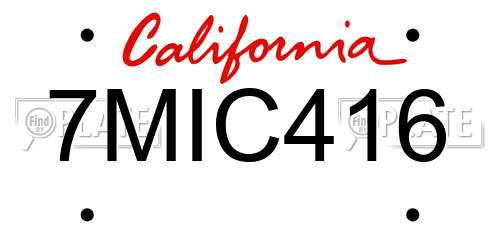 7MIC416 California License Plate
