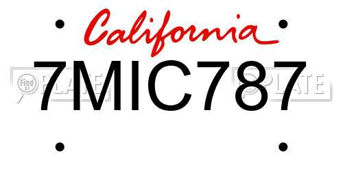 7MIC787 California License Plate