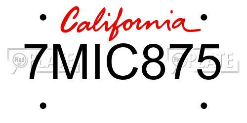 7MIC875 California License Plate