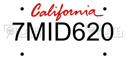 7MID620 California License Plate