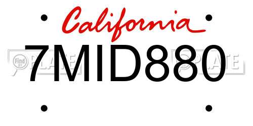 7MID880 California License Plate