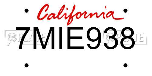 7MIE938 California License Plate