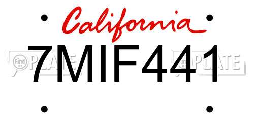 7MIF441 California License Plate