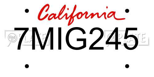 7MIG245 California License Plate