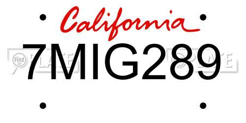 7MIG289 California License Plate