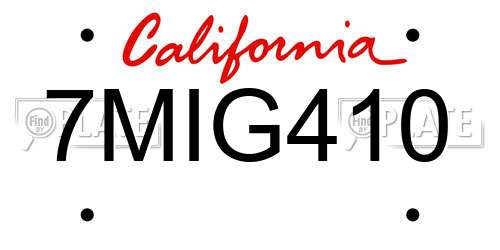 7MIG410 California License Plate