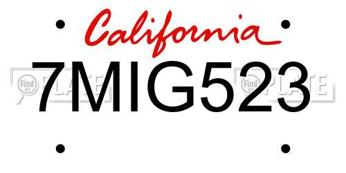 7MIG523 California License Plate