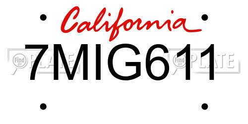 7MIG611 California License Plate