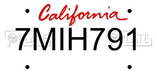 7MIH791 California License Plate