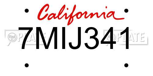 7MIJ341 California License Plate