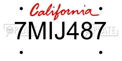 7MIJ487 California License Plate