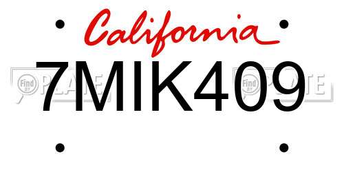 7MIK409 California License Plate
