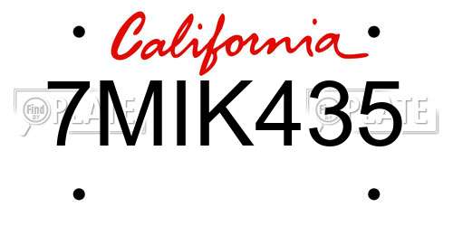 7MIK435 California License Plate