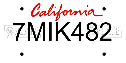 7MIK482 California License Plate