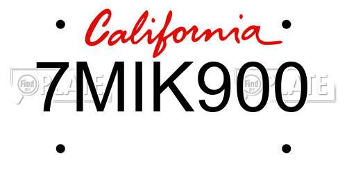 7MIK900 California License Plate