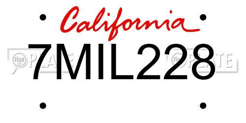 7MIL228 California License Plate