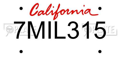 7MIL315 California License Plate