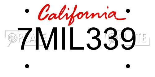 7MIL339 California License Plate