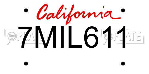 7MIL611 California License Plate