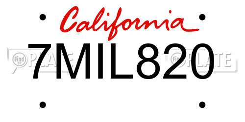 7MIL820 California License Plate