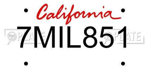 7MIL851 California License Plate