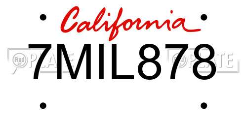 7MIL878 California License Plate