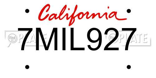 7MIL927 California License Plate