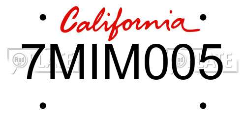 7MIM005 California License Plate