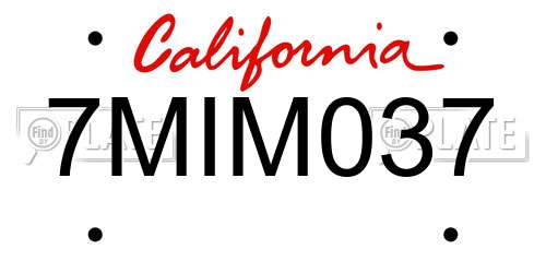 7MIM037 California License Plate