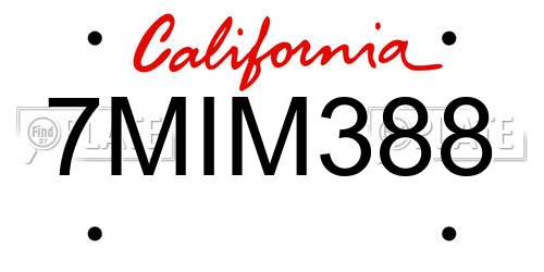 7MIM388 California License Plate