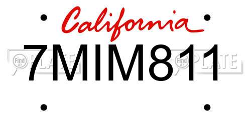 7MIM811 California License Plate