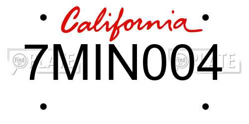7MIN004 California License Plate