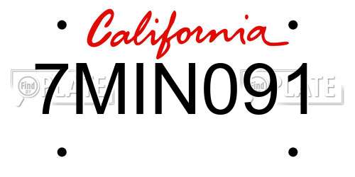 7MIN091 California License Plate
