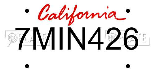 7MIN426 California License Plate