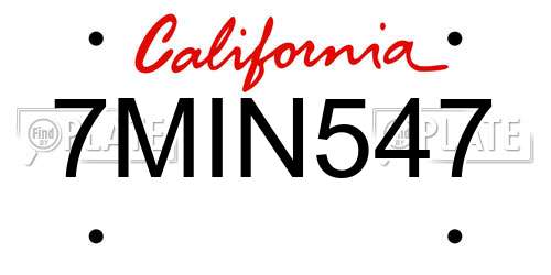 7MIN547 California License Plate