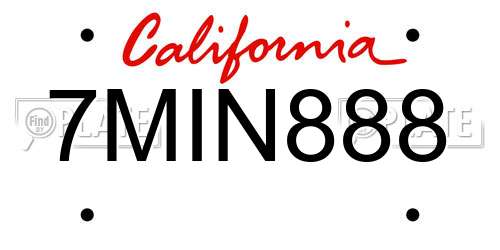 7MIN888 California License Plate