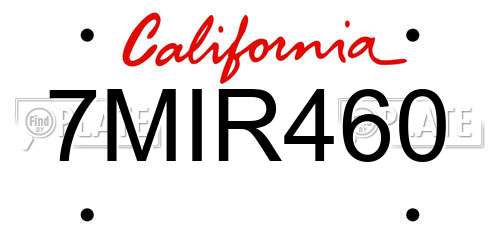 7MIR460 California License Plate