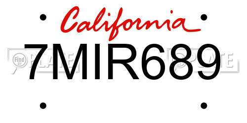 7MIR689 California License Plate
