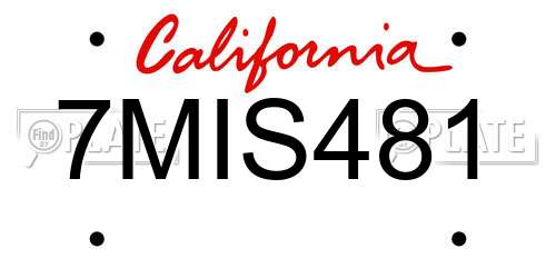 7MIS481 California License Plate